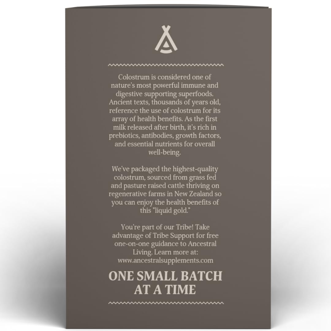 Ancestral Supplements Grass Fed Beef Bovine Colostrum Powder Packets, Immune Support 