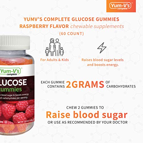 YumVs Complete Glucose Gummies, Raspberry Flavor, (60 Ct); Chewable
