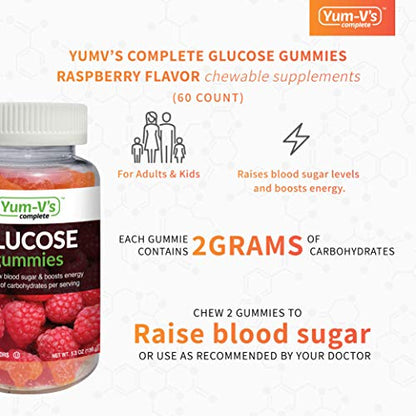 YumVs Complete Glucose Gummies, Raspberry Flavor, (60 Ct); Chewable