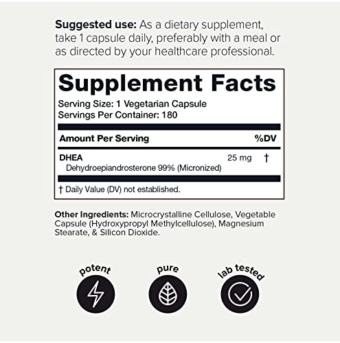 Toniiq Ultra High Strength DHEA Capsules - DHEA for Men and Ladies - 25mg Micronized