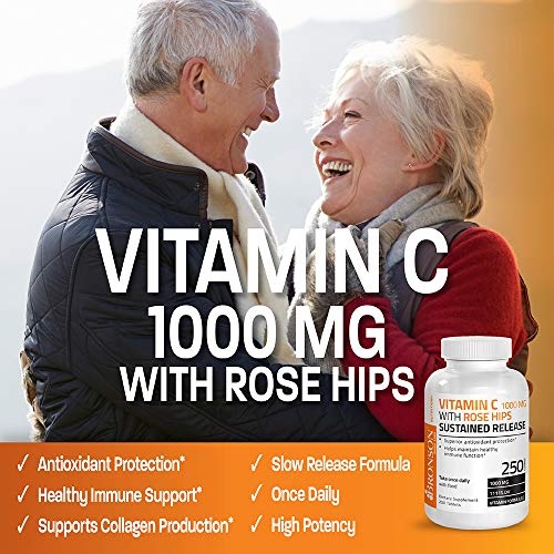 Bronson Vitamin C 1000 mg with Rose Hips Sustained Release, 250 Tablets Bronson
