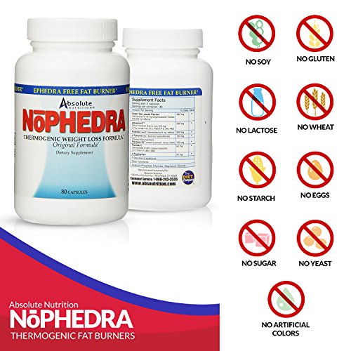 Absolute Nutrition Thermogenic Fat Burners, Nophedra Capsules, 80 Count Bottle Absolute Nutrition