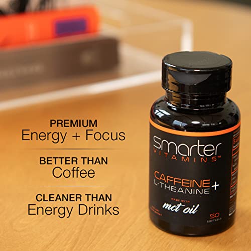 200mg Caffeine Pills - MCT Oil from 100% Coconuts + 100mg L-Theanine, Advanced Energy