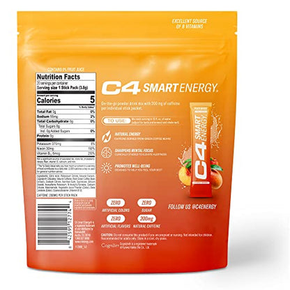 C4 Smart Energy Powder Stick Packs - Sugar Free Performance Fuel & Nootropic Brain