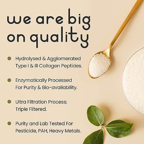 Bovine Collagen Peptides Powder 500g - 50 Servings - 100% Pure, Hydrolysed, Type 1 & 3-19 Amino Acids