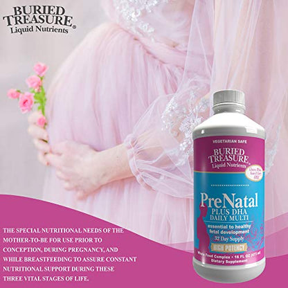 Buried Treasure Prenatal Plus DHA Complete, 16 oz Orange Banana Flavor, High Potency Liquid