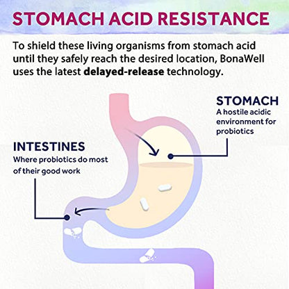 Bonawell Probiotics for Women 100B, with Organic Prebiotic, Cranberry for Feminine Health Bonawell