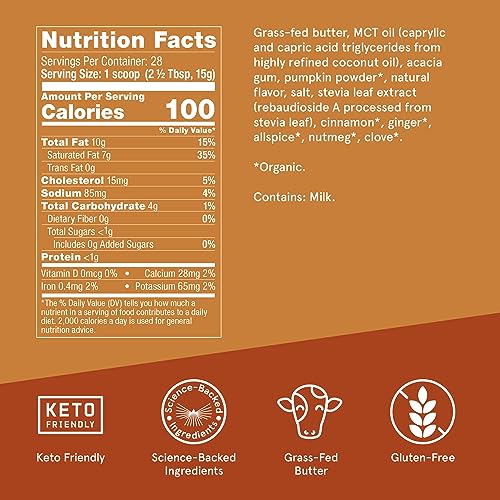 Bulletproof Pumpkin Spice Creamer, 14.8 Ounces, Keto Coffee Powder Creamer Bulletproof