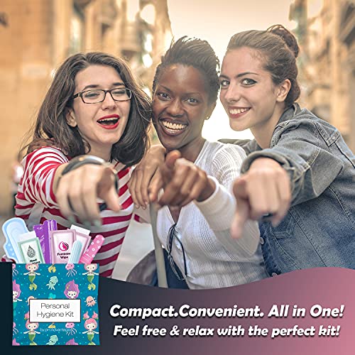 3 x Menstrual All-in-One Kits - Assorted Colors | Convenience on The Go | Single Period Kit Packs pH Advantage