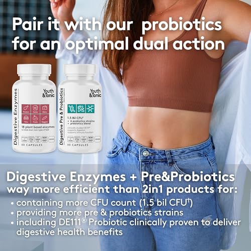 Youth & Tonic Enzymes for Digestion Full Spectrum for Bloating, Gut Health & Digestive Support