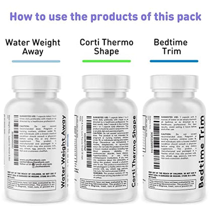 Youth & Tonic Shred Sculpt Lean 3 x Diet Pills w Water Weight Away & Cortithermo Shape