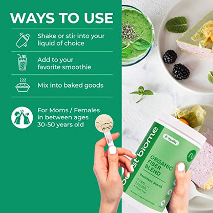 Boost Biome Fiber Supplement Organic Super Greens Powder – Supports Bloating Relief Boost Biome