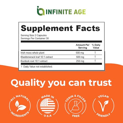 INFINITE AGE: 1250mg Sea Moss Advanced Superfood - High-Potency, Vegan INFINITE AGE