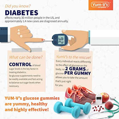 YumVs Complete Glucose Gummies, Raspberry Flavor, (60 Ct); Chewable