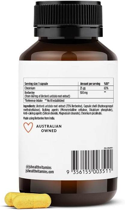 JSHealth Vitamins Berberine+ Formula — Berberine Supplement for Metabolic Health — Vegan, Gluten-Free & Non-GMO. (60 Tablets)