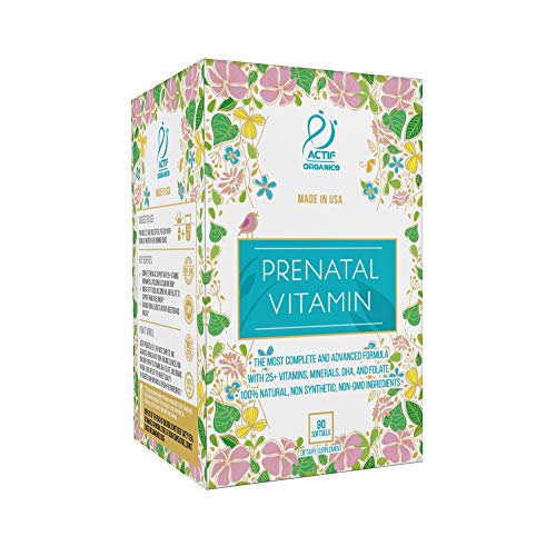 ACTIF Organic Prenatal Vitamin with 25+ Organic Vitamins, 100% Natural, DHA, EPA, Omega 3 ACTIF