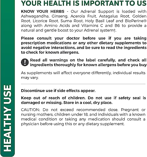Adrenal Support & Cortisol Manager (Non-GMO) Powerful Adrenal Health with L-Tyrosine Healths Harmony