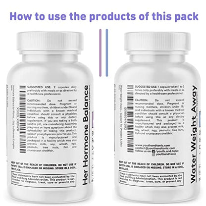 Youth & Tonic Water Retention Pills for Women and Hormone Balance Capsules for Swelling & Loss