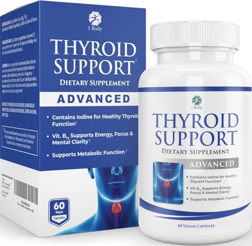 1 Body Thyroid Support Supplement with Iodine - Energy & Focus Support