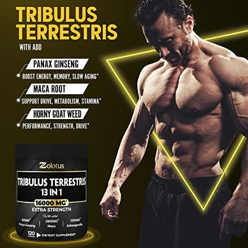 13in1 Tribulus Terrestris Capsules - 16000mg Per Serving with Maca, Horny Goat Weed Zolotus