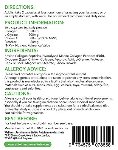 Advanced Collagen V2.Type I, II, III, V and X Hydrolysed Collagen Supplement with Vitamin C Autoimmune Institute