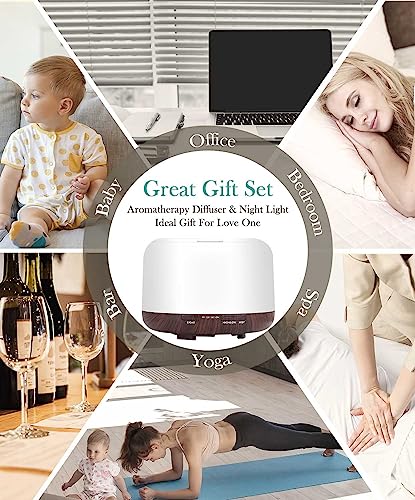 Aegci Aromatherapy Diffusers,300ml Air Humidifier with 7 Colors Light,Adjustable Brightness Aegci