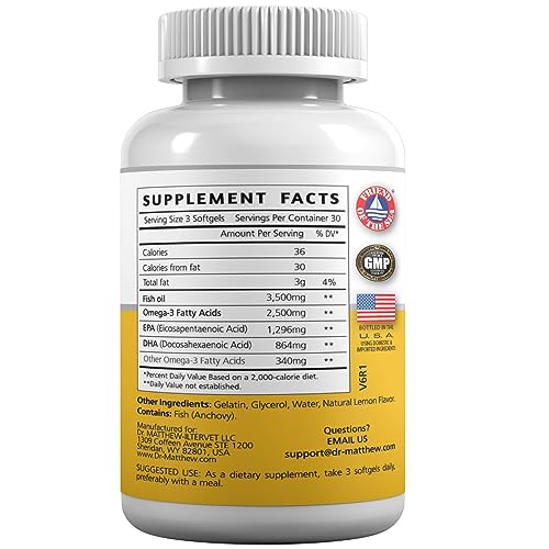 Burpless Fish Oil Pills. Triple Strength Omega 3 Fish Oil Burpless. EPA DHA Omega 3 Supplement Dr. Matthew