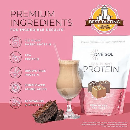 One Sol Lean Plant Protein Powder Chocolate Sea Salt, Low Carb, Gluten Free, Lactose One Sol