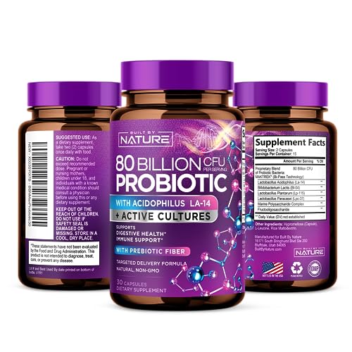 80 Billion CFU Probiotic - Daily Digestive Gut Health Supplement for Men & Women 