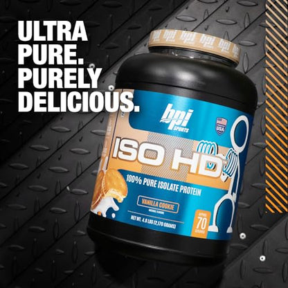 BPI Sports ISO HD Isolate Protein Vanilla Cookie, 76.8 oz - 69 Servings