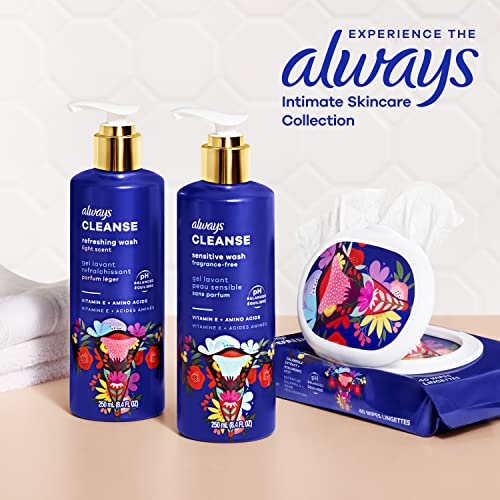 Always Cleanse Feminine Intimate Wash For Women, Ph Balanced For Sensitive Skin, Fragrance-Free Always