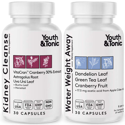 Youth & Tonic Daily Water Retention Pills for Kidney Cleanse Swelling and Excess Body Fluid