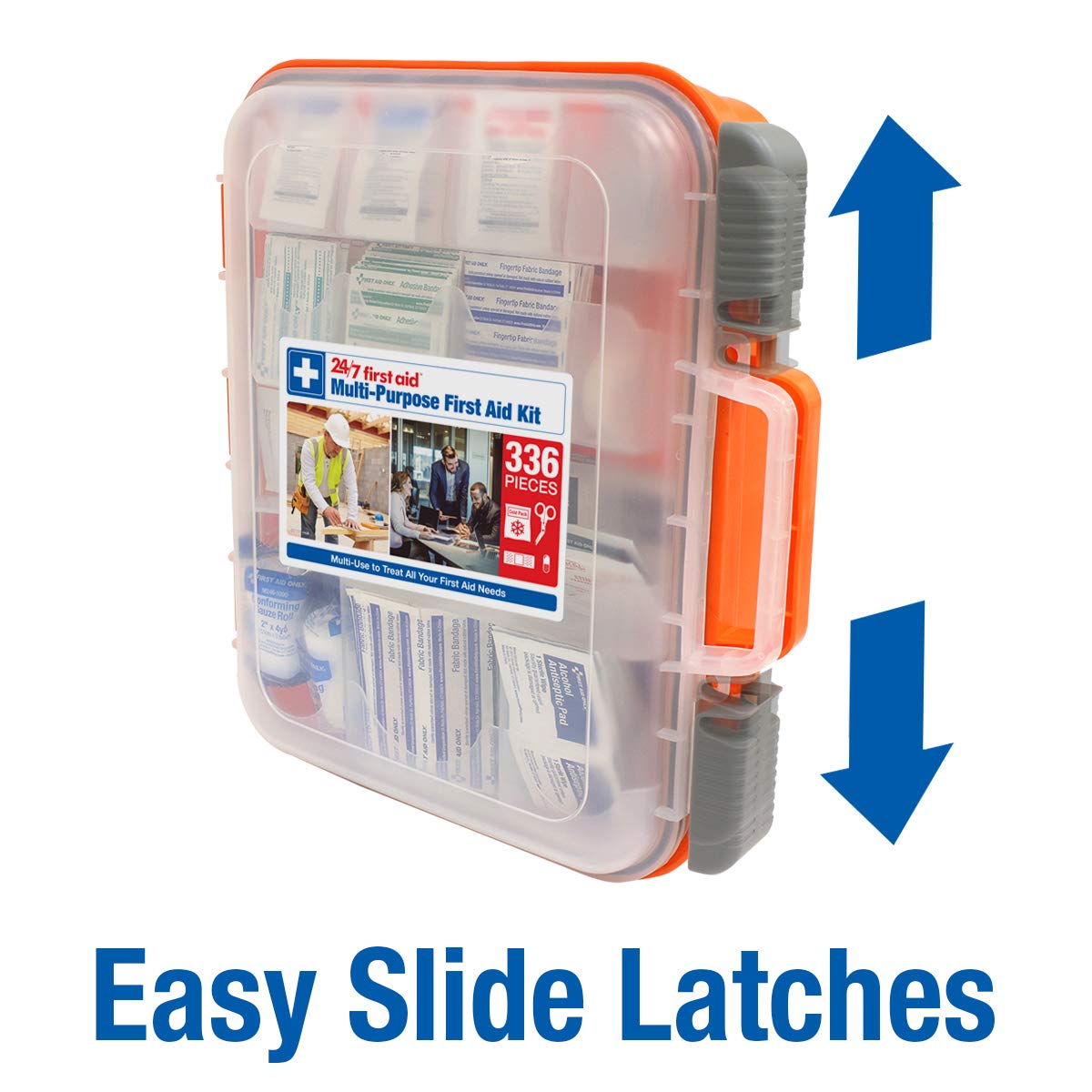 336 Piece First Aid Kit, Plastic Case 24/7 First Aid