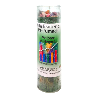 Business IMPROVING-Palm Wax Spiritual Intention Spell Candle-[Green] | Vela CASA ESOTERICA PERFUMADA