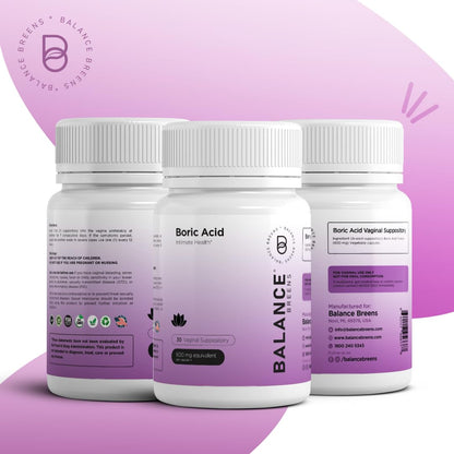 Boric Acid Suppositories for Women 600 mg - 30 Vaginal Use Capsules - ph Balance Pills, Odor Control