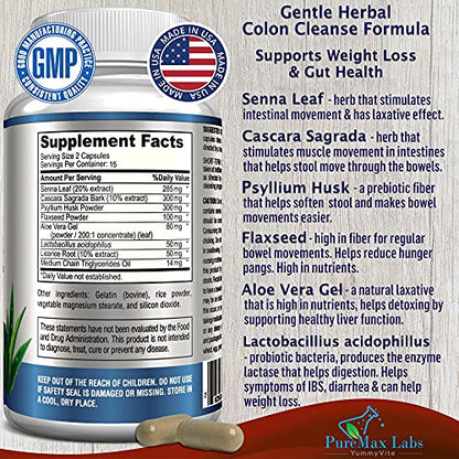 YUMMYVITE 15 Day Colon Cleanse and Detox, Herbal Detox Formula, Supports Weight YUMMYVITE