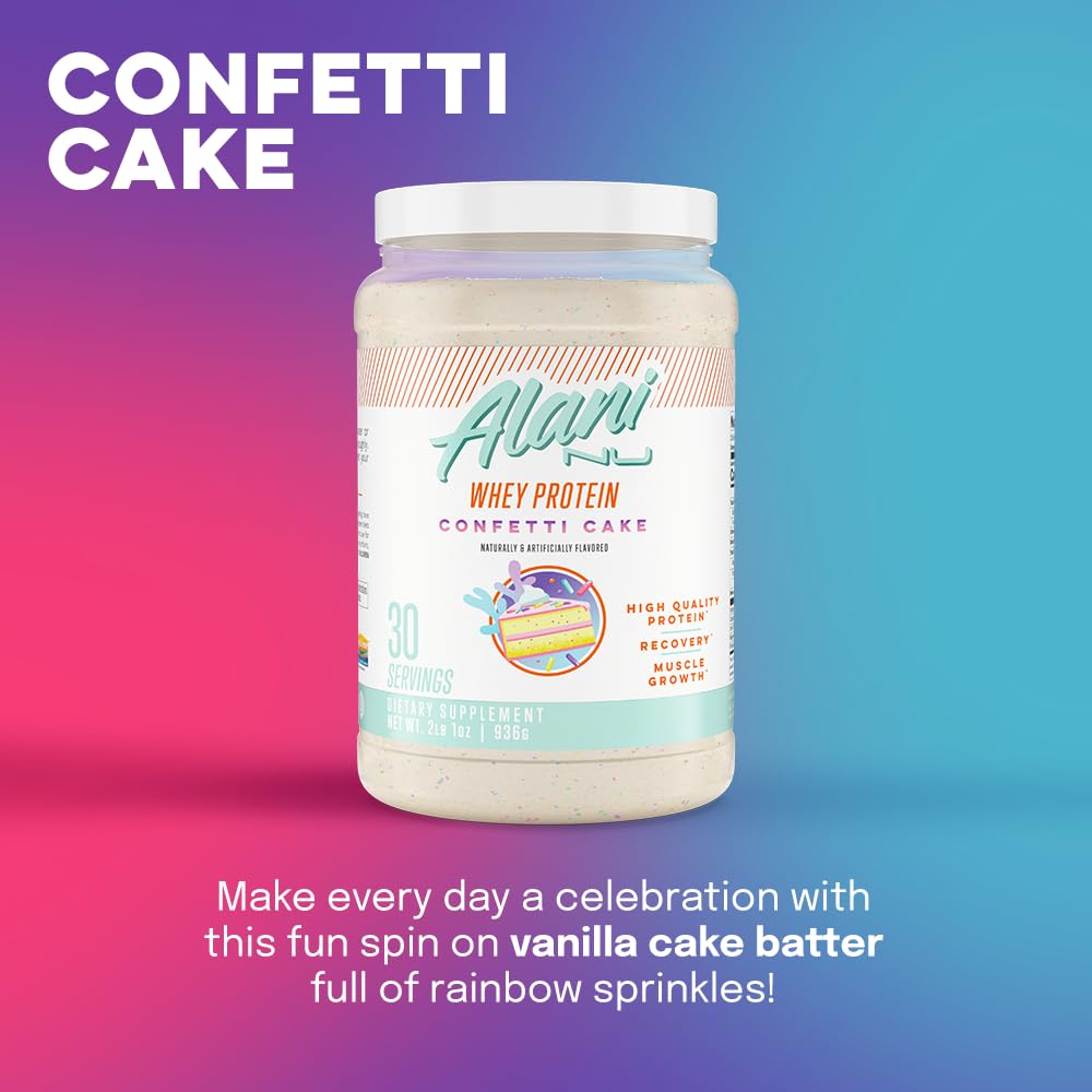 Alani Nu Whey Protein Powder Confetti Cake | 23g Protein with Low Sugar & Digestive Enzymes Alani Nu