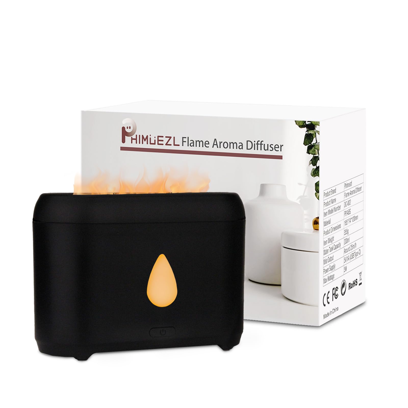 200ml Compact Small Flame Diffuser for Essential Oil (Black)