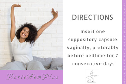 Boric Acid Vaginal Suppositories Plus Aloe Vera & FOS Probiotic Enhancer 800mg/, 30 Count All Natural