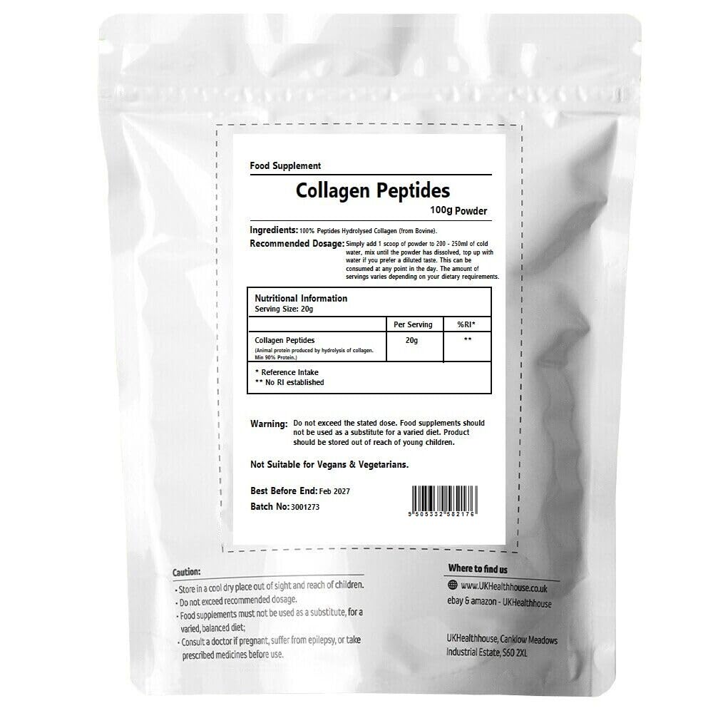 100g UKHealthHouse Collagen Powder, Bovine Collagen Peptides Powder - Collagen Supplements UKHealthHouse