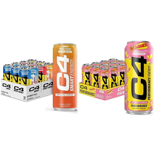 C4 Energy & Smart Energy Drinks Variety Pack, Sugar Free Pre Workout Performance Drink