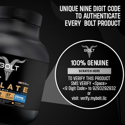 Bolt Nutrition Whey Isolate Protein Powder | with Superfood Phycocyanin | Muscle Strength