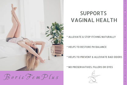 Boric Acid Vaginal Suppositories Plus Aloe Vera & FOS Probiotic Enhancer 800mg/, 30 Count All Natural