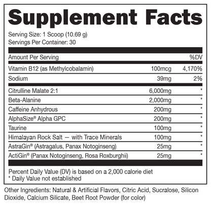 Bucked Up Pre Workout - Best Tasting - 6 Grams Citrulline, 2 Grams Beta Alanine Non Bucked Up