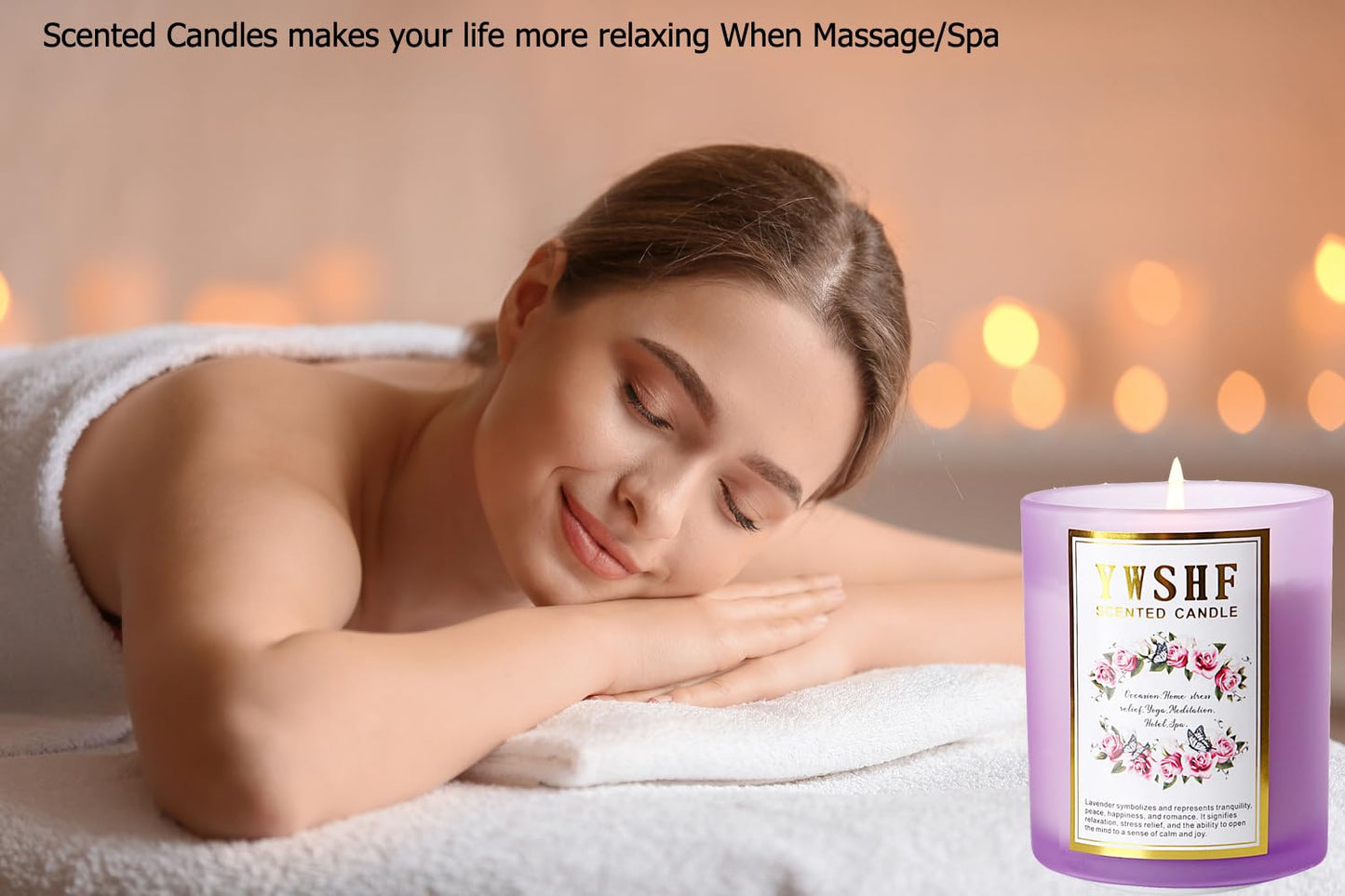 YWSHF Aromatherapy Candles,Scented Candle,Lavender Candle,8.5oz Stree Relief Candles Gift