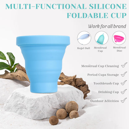 YTYOMUR Menstrual Cup Set, 2 Soft Period Cup Come with Collapsible Cleaner Cup