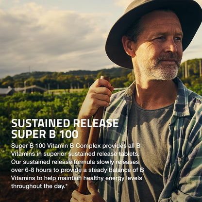 Bronson Super B 100 Vitamin B Complex Sustained Release Contains All B Vitamins Bronson