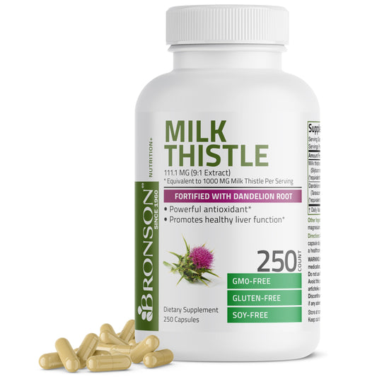 Bronson Milk Thistle Silymarin Marianum & Dandelion Root Liver Health Support