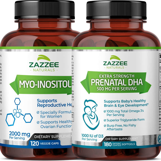 Zazzee Myo-Inositol Capsules and Extra Strength Prenatal DHA