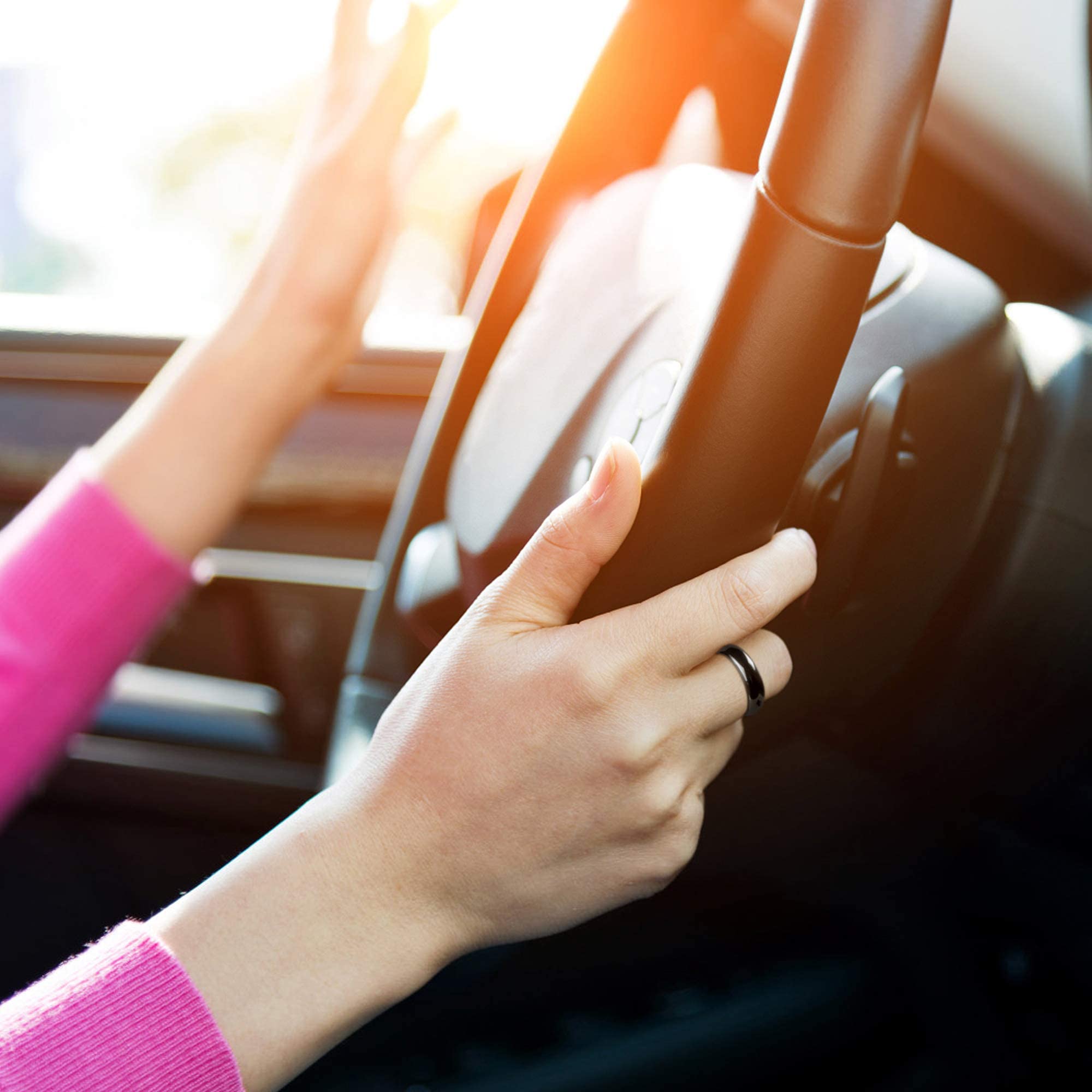 2PCS Genuine Hematite Ring for Women Men Unisex, Black Hematite Stone Ring Anxiety Balance Yhluck